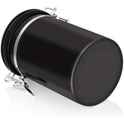 Manoch Kitchen Coffee beans,Dry Tea-leaves,Nuts,Grains, Flour, Sugar Gator Stainless Steel Large Airtight Container Black Canister Valve co2 Escape Freshness Coffee Capacity 1.8L Dimension 19 x 12cm