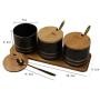 ZLDGYG Kitchen Canister Set - 3-Piece Coffee, Sugar, and Tea Storage Container Jars with Bamboo Lids, Kitchen Organizers, Black
