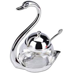 Zinc Alloy Kitchen Spice Seasoning Bottle Swan Design Sugar Salt Coffee Storage container Tank with Spoon Kitchen Cooking Tools Condiment bottles