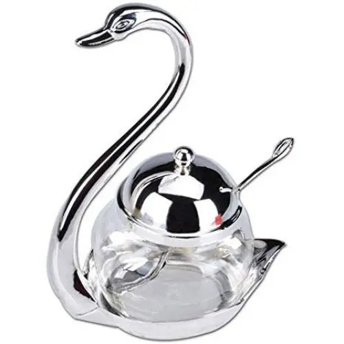 Zinc Alloy Kitchen Spice Seasoning Bottle Swan Design Sugar Salt Coffee Storage container Tank with Spoon Kitchen Cooking Tools Condiment bottles Zinc Alloy Kitchen Spice Seasoning Bottle Swan Design Sugar Salt Coffee Storage container Tank with Spoon Kitchen Cooking Tools Condiment bottles