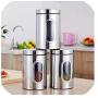 3Pcs Cans Sealed Biscuits Kitchen Container Grains With Lid Easy Clean Tea Coffee Storage Jar Stainless Steel Sugar Food,Silver