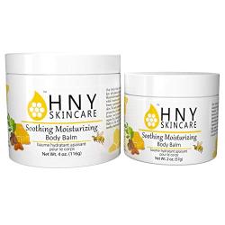 HNY Skincare Soothing Moisturizing Body Balm, 100% Natural, All-Purpose Cream for Dry, Sensitive Skin, With Vitamin E (Bundle - 4 oz. and 2 oz. Jar)