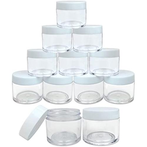 (Quantity: 12 Pieces) Beauticom 30G/30ML (1 Oz) Round Clear Jars with White Lids for Lotion, Creams, Toners, Lip Balms, Makeup Samples - BPA Free