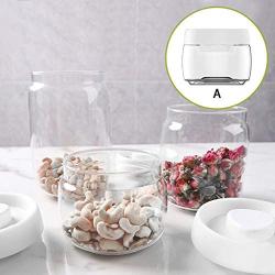 HENWERD Pressed Vacuum Plastic Food Storage Containers Candy Cereal Coffee Tea Vacuum Storage Tanks (D,11x9.2cm)