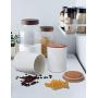 TNKML Ceramic Spice Jar Tea Coffee Pot Set 2 Ceramic Sugar Bowl Kitchen Dry Food Spice Storage Jar With Bamboo Cover 800Ml Spice Container