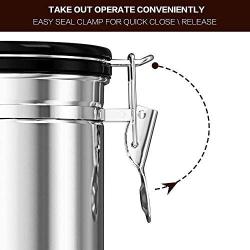 Stainless Steel Coffee Canister, 22.8 oz Airtight Coffee Storage Containers with Built-in CO2 Gas Vent Valve & Date Tracking Wheel & Scoop, Vacuum Storage Jar Keep Coffee Sugar Tea Fresh(Sliver,Large)