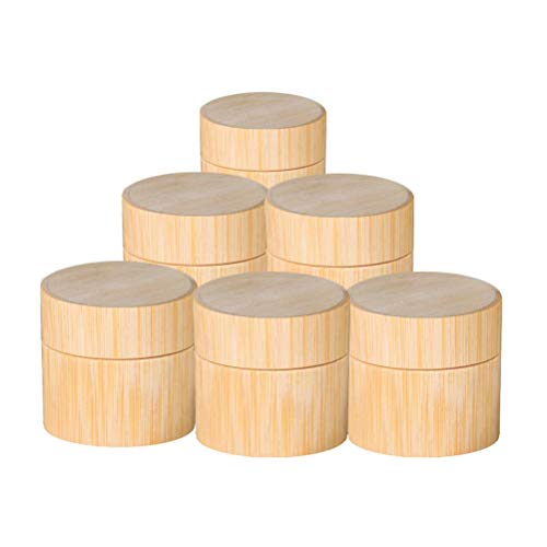 Natural Bamboo Refillable Bottle 5/10/15/20 30/50ml Cosmetics Jar Box Makeup Cream Storage Pot Container Round Bottle Portable (Size : 20ml)