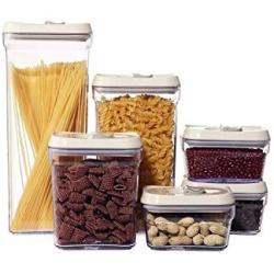 Juvale Dry Food Storage Containers - 6-Piece Airtight Food Storage Canisters, BPA Free, Kitchen Organizer Food Jars for Dried Goods, Cereal, Pasta, Herbs, Spices, 4 Assorted Sizes