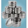 NH-Kitchen Stainless Steel Magnetic Spice Tins: 12-Piece Round Set with Shaker Lids for Herbs & Seasonings + BONUS 4 Measuring Spoons, 24 Labels & Pen