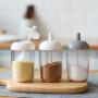 Einfache Küche Feuchtigkeit-Beweis Sauce Gewürz Glas Mit L?ffel Würze T?pfe Klar Gewürze Salz Pfeffer Menage Container Condiment bottles (Farbe : H)