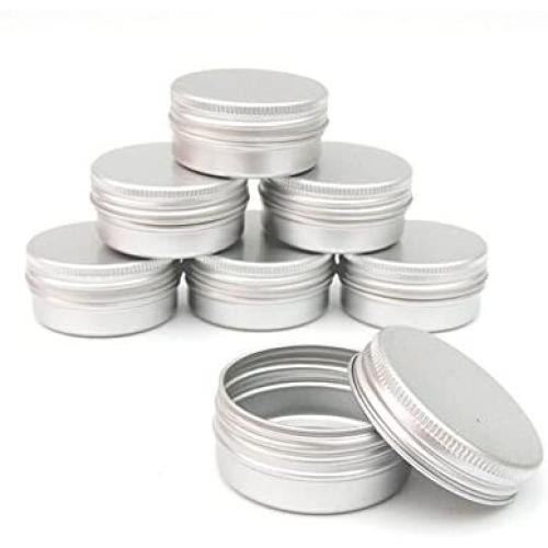 10pcs Aluminum Balm Nail Art Cosmetic Cream Make Up Pot Lip Jar Tin Case Container Screw 50ml Capacity (Empty) for DIY Cosmetics/Beauty Products (50ml)