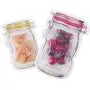 YAIKOAI 15 Pieces Mason Jar Zipper Bag Reusable Airtight Seal Food Storage Bags Snack Tea Sandwich Candy Ziplock Bags for Travel Camping Picnic-S+M+L
