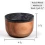 jalz jalz Large Wood Salt Box Spice Seasonings Keeper Solid Natural Acacia Base Black Marble Lid Elegant Design Decorative Boxes Big Capacity