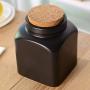Kitchen Food Storage Jar Airtight Food Storage Jar, Creative Black Ceramic Storage Tank Sealed Jars, Kitchen Tools Storage Tank Ceramic Pot, Side Length 13.6Cm, Height 17Cm