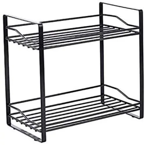2-Etagenes Gewürzregal – 2-Etagenes Stehendes Gewürzregal Organizer, Abnehmbare Behälter Glasflaschenhalter Regalhalter für Küche Bad Schrankplatz für Gewürzglas, Flasche und mehr