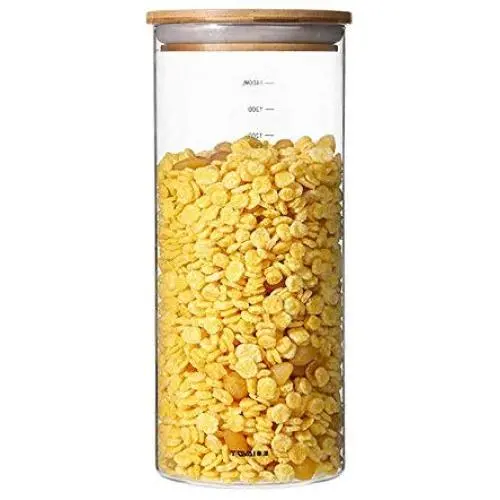 WÄNDELGLAS-Behälter, Getöpft für Müsli, Airtight-Deckel, Langlebig, Für Pantry, Lagerglas, Transparent
