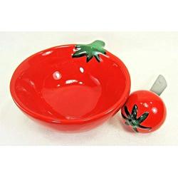 Unik Always Tomato Ceramic Appetizer or Dip Bowl with Spreader Kitchen Decor