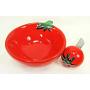 Unik Always Tomato Ceramic Appetizer or Dip Bowl with Spreader Kitchen Decor