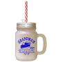 Royal Blue GrandmaS Homeamade Pe 25 Cents Frosted Glass Mason Jar With Straw