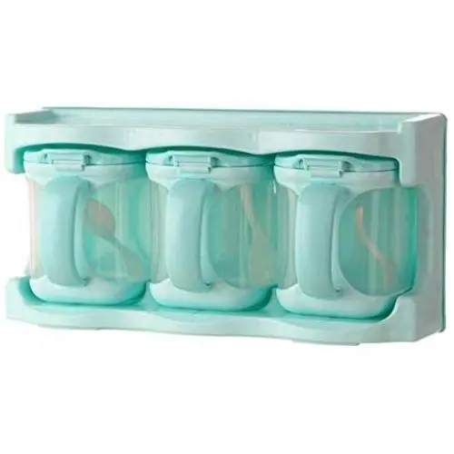 ATK Plastic Clear Seasoning Rack Spice Pots - 3 Piece Acrylic Seasoning Box - Storage Container Condiment Jars - Cruet with Cover - Spice Jars Dispenser For Salt Sugar ATK Plastic Clear Seasoning Rack Spice Pots - 3 Piece Acrylic Seasoning Box - Storage Container Condiment Jars - Cruet with Cover - Spice Jars Dispenser For Salt Sugar