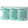 ATK Plastic Clear Seasoning Rack Spice Pots - 3 Piece Acrylic Seasoning Box - Storage Container Condiment Jars - Cruet with Cover - Spice Jars Dispenser For Salt Sugar