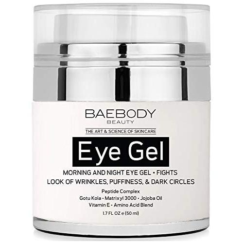 Baebody Eye Gel for Under and Around Eyes to Smooth Fine Lines, Brighten Dark Circles and De-Puff Bags with Peptide Complex and Soothing Aloe, 1.7 Ounces