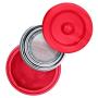 Ceramic Grease Container Keeper with Metal Stainless Steel Strainer and Lip for Easy Pour (Red)