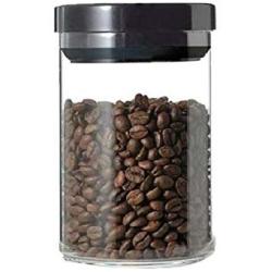 900Ml Transparent Glass Store Vacuum Can Tea Coffee Bean Milk Powder Kitchen Storage Jar with Lid,Black