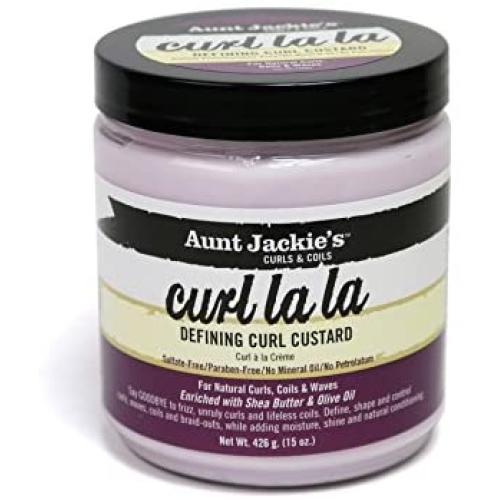 Aunt Jackies Curl La La, Lightweight Curl Defining Custard, Creates Long Lasting Curly Hair with Mega-moisture Humectants, Enriched with Shea Butter and Olive Oil, 15 Ounce Jar