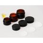 2PCS Amber Round Glass Jars with Inner Liners and black Lids Empty Refillable Containers for Cosmetics Creams Lotions Essential Oils (50g)