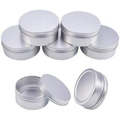 BENECREAT 5 Pack 8.5 OZ Tin Cans Screw Top Round Aluminum Cans Screw Lid Containers - Great for Store Spices, Candies, Tea or Gift Giving (Platinum)