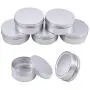 BENECREAT 5 Pack 8.5 OZ Tin Cans Screw Top Round Aluminum Cans Screw Lid Containers - Great for Store Spices, Candies, Tea or Gift Giving (Platinum)