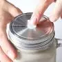 Glasbehälter mit Stroh-Canner, Glashaue für Smoothies, mit Deckeln zum Trinken und Lagern, wiederverwendbarer Behälter für Saft, Milch, Großpackungen, Kaffee, runder und quadratischer Glasbehälter (Set 1)