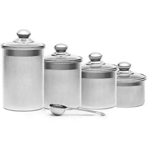 +Steel 4-Piece Stainless Steel Canister Set with Scoop and Lids