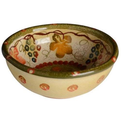 Italian Countryside Small Soup Bowl w/Grape Vines & Leaves ? Rich Earth Tones “Terre Di Chianti” Handmade Italian Vineyard Collection by Modigliani