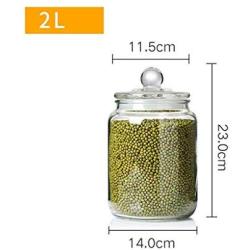 XSWZAQ Cylindrical transparent glass jar household sealed tea cans grains and grains moisture-proof storage tank (Size : 2L)