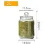 Bocal en verre transparent cylindrique, étanche, pour stockage de thé, céréales et grains (2L) Bocal en verre transparent cylindrique, étanche, pour stockage de thé, céréales et grains (2L)