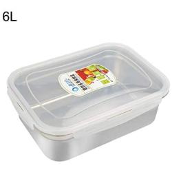 E-House Kitchen Storage Containers Meal Prep Food Containers Set Dry Goods Storage Jars Rectangle Stainless Steel Food Storage Container Holder Lunch Box Bowl with Lid - 6L#