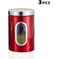 Liveday 1/3Pcs Multifunction Tea Coffee Sugar Storage Canisters Jars Pots Kitchen Container Tins Durable