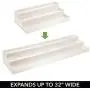 mDesign Plastic Adjustable, Expandable Kitchen Cabinet, Pantry, Shelf Organizer/Spice Rack with 3-Tiered Levels of Storage for Spice Bottles, Jars, Seasonings, Baking Supplies - 2 Pack - Cream/Beige