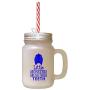 Royal Blue Little Monsters Brush Their Teeth Frosted Glass Mason Jar With Straw