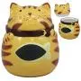 Ebros Keramik Katzen Figur Orange Tabby Dickbaucher mit Riesenfisch Bauch Cookie Jar – 18,4 cm Dekoratives Küchenaccessoire Figur für Katzen, Kitten oder Kitty