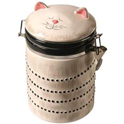 ART & ARTIFACT Ceramic Cat Treat Cookie Jar - Sealable Kitchen Canister