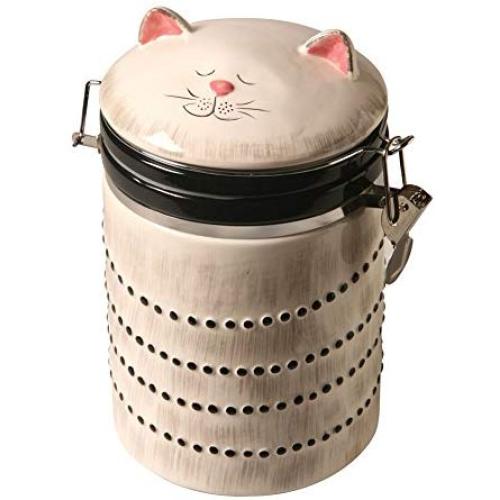 ART & ARTIFACT Ceramic Cat Treat Cookie Jar - Sealable Kitchen Canister