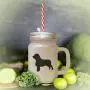 Yellow Field Spaniel Silhouette Frosted Glass Mason Jar With Straw