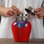 Storage Jar, Tea Cans Coffee Candy Storage Box,Ceramic Teapots, Household Kitchen Sealed Storage Tanks, Coffee, Sugar, Food Storage 12 15cm (Color : Red)