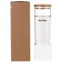 20oz Glass Tumbler Glass Water Bottle With Straw Silicone Protective Sleeve Bamboo Lid - BPA Free White