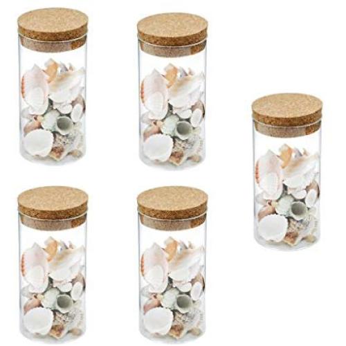 5Pcs Mini Tiny Clear Glass Jars Bottles with Cork Stoppers for Arts & Crafts, Projects, Decoration, Party Favors