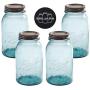 Ball Mason Gläser 32 oz Regular Mouth Vintage Farbige Aqua-Kollektion mit Nicht-Rutsch-Deckelöffner – Set von 4 Quartier-Mason Gläsern – Konservierungsgläser mit Deckeln
