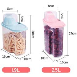 Plastic Storage Jars Airtight For Stackable,Airtight Food Storage Canister With Funnel Opening Design,Cereal Storage Container Set,High Capacity,Pink-1.9L
